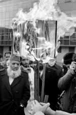 Satanic Verses Bookburning. Bradford, UK. 14 January 1989. &copy; Garry Clarkson