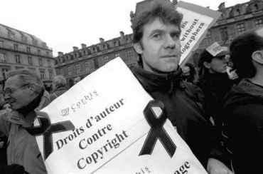 A participant in the Sygma workers' demonstration in February. 