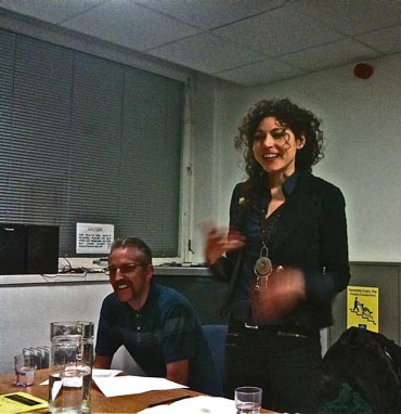 Economist books and arts editor Emily Bobrow, standing, and Mojo art editor Mark Wagstaff