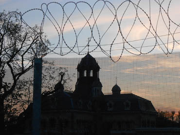 Olympic razor wire; © Mike Holderness