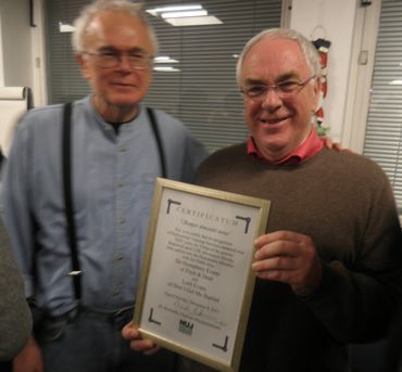 Humphrey Evans and Phil Sutcliffe at LFB Xmas party© Matt Salusbury