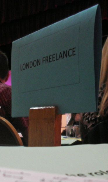 London Freelance delegation sign; Matt Salusbury