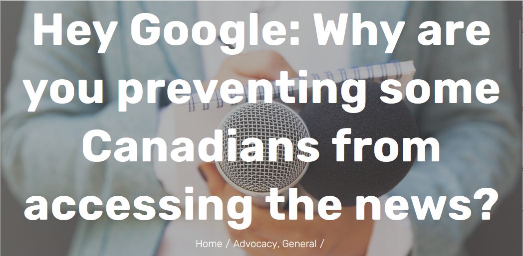 Hey Google: Why are you preventing some Canadians from accessing the news? - CAJ banner