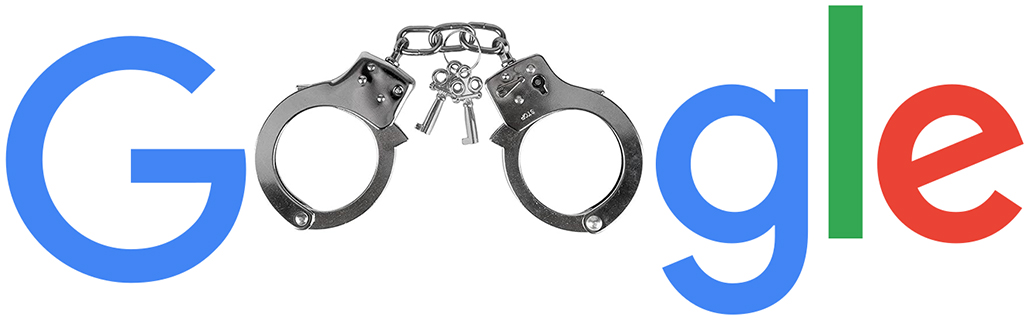 Google logo incorporating handcuffs