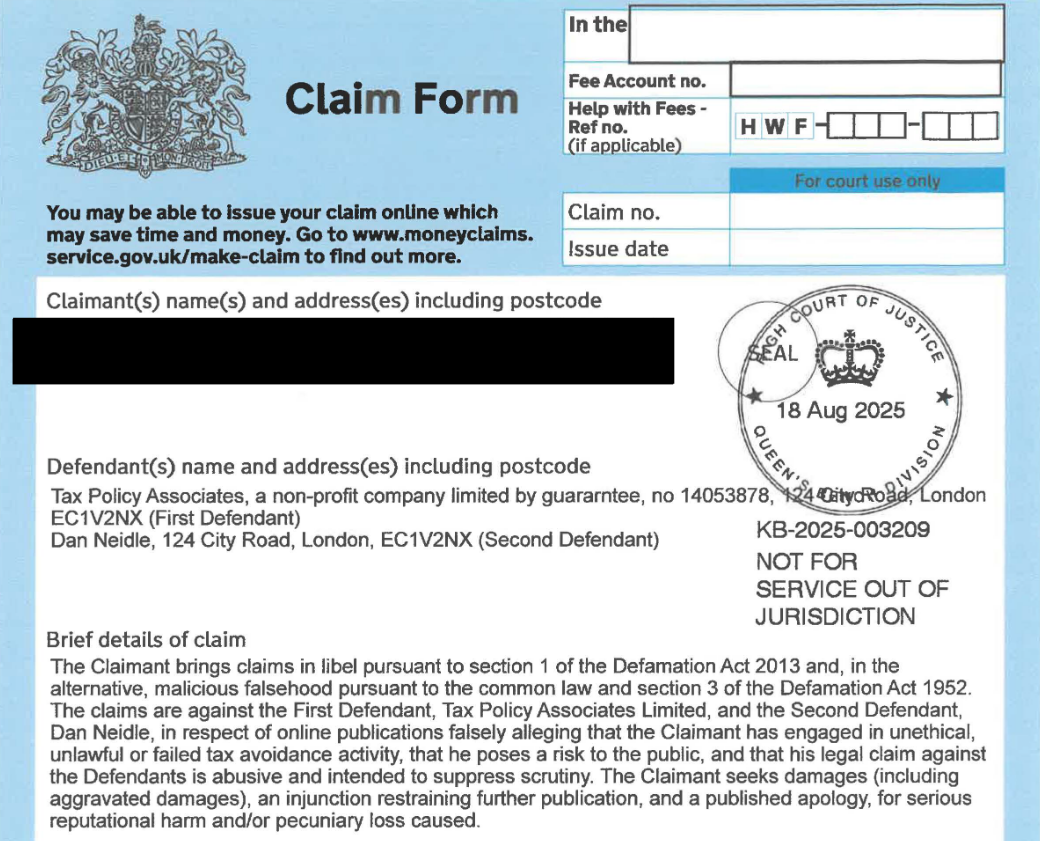 The claim form
