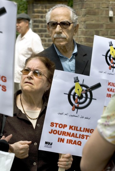 NUJ members went to the Embassy of Iraq in London on 15 June in remembrance of journalists slaughtered in Iraq... © Jess Hurd