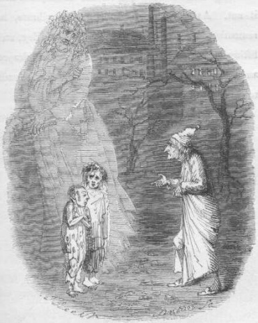 Ignorance and Want - illustration to Dickens' A Christmas Carol, by John Leech