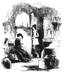Orphan Esther Summerton with Caddy Jellyby from Dickens' Bleak House - by Phiz