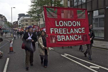 LFB members with the Branch banner