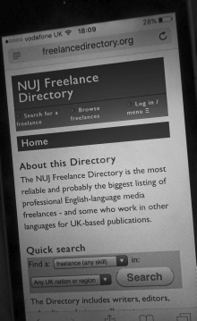 The Freelance Directory on a mobile