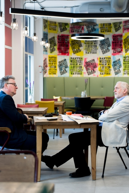 Tim Dawson with Jeremy Corbyn; © Natasha Hirst