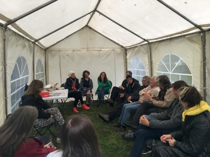 The Branch workshop in a tent