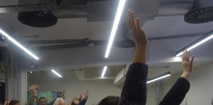 Show of hands at an LFB meeting; photo: Matt Salusbury