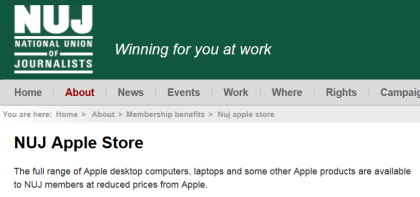 NUJ Apple Store screenshot