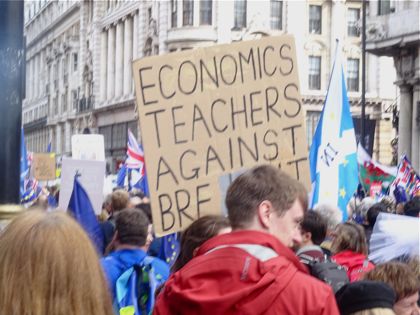 Economics teachers against Brexit at a march in September 2019; Photo: Matt Salusbury