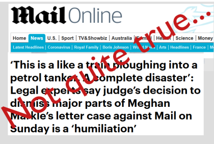 Mail Online headline, as above: Not quite true...