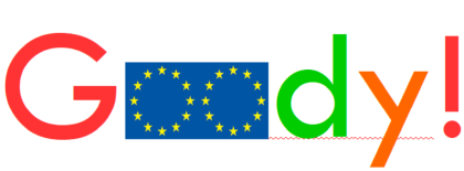 'Goody!' with EU flags