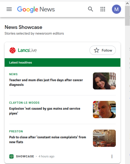Google News Showcase UK screenshot