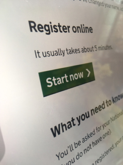 The UK government’s Register to Vote webpage