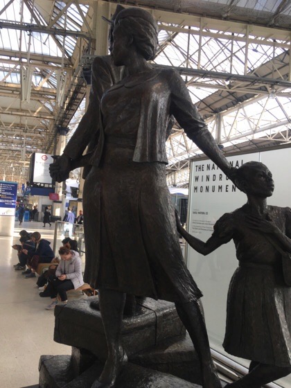 The Windrush Monument, Waterloo Station; Photo: Matt Salusbury