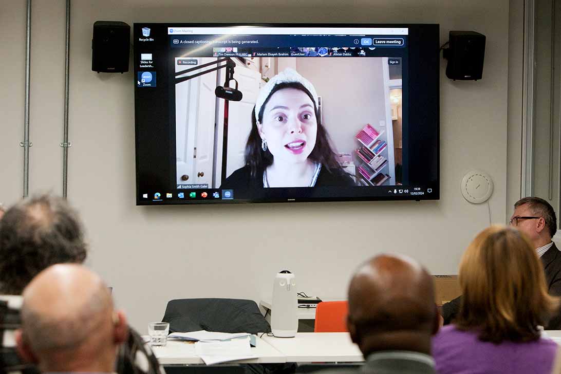 Sophia Smith Galer on-screen during the meeting