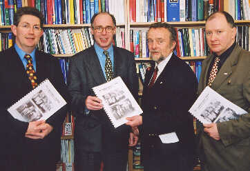 NUJ Irish Secretary Eoin Ronayne (left) and  General Secretary John Foster (right) hand over the union's submission  to the Northern Ireland Human Rights Commission
