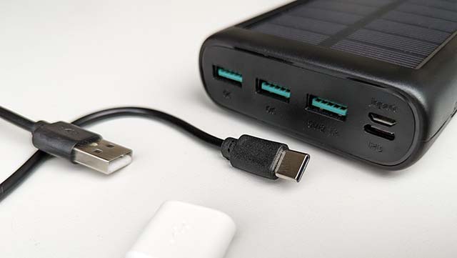 Photo of a portable USB recharging battery pack