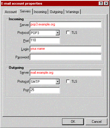 Opera email server info